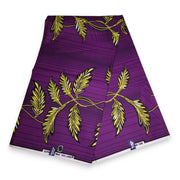6 Yards - Afrikanischer Wax Druckstoff - Lila kleine Zweige